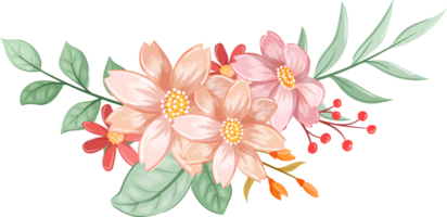 arreglo de flores de naranja con estilo acuarela png