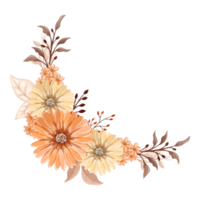 arreglo de flores de naranja con estilo acuarela png