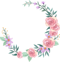 arranjo de flores rosa com estilo aquarela png