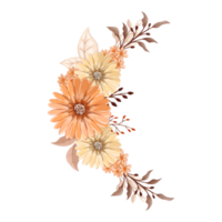 orange blomma arrangemang med vattenfärg stil png