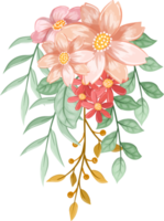 arreglo floral rosa naranja con estilo acuarela png