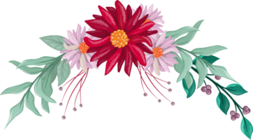 Red Flower Arrangement with watercolor style png