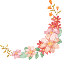 arreglo de flores de naranja con estilo acuarela png