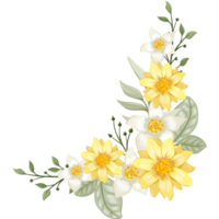 arreglo floral amarillo estilo acuarela png