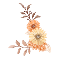 oranje bloem arrangement met waterverf stijl png