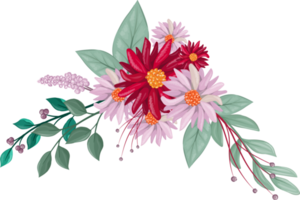 Red Flower Arrangement with watercolor style png