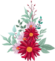 arreglo floral rojo estilo acuarela png