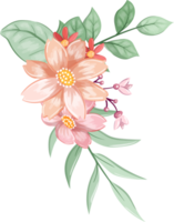 arreglo de flores de naranja con estilo acuarela png