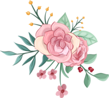 Pink flower arrangement with watercolor style png