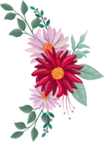 Red Flower Arrangement with watercolor style png