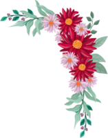 arrangement de fleurs rouges avec style aquarelle png