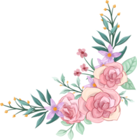 arranjo de flores rosa com estilo aquarela png