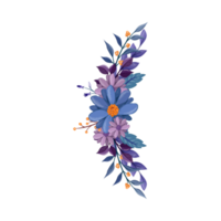 arreglo floral morado con estilo acuarela png