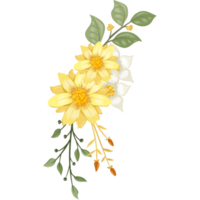 arreglo floral amarillo estilo acuarela png