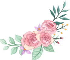 arranjo de flores rosa com estilo aquarela png