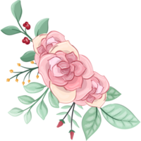 Pink flower arrangement with watercolor style png