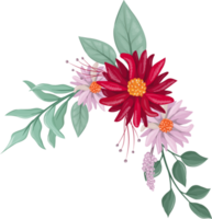 Red Flower Arrangement with watercolor style png