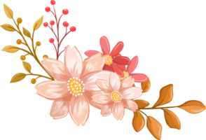 Pink Orange Flower Arrangement with watercolor style png