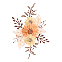 orange blomma arrangemang med vattenfärg stil png