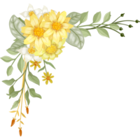 geel bloem arrangement met waterverf stijl png