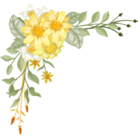 arranjo de flores amarelas com estilo aquarela png