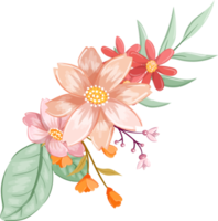 arreglo de flores de naranja con estilo acuarela png