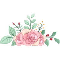 arrangement de fleurs roses avec style aquarelle png