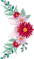 arrangement de fleurs rouges avec style aquarelle png