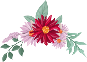 Red Flower Arrangement with watercolor style png