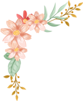 arreglo de flores de naranja con estilo acuarela png