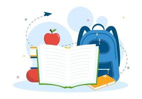 libros de educación y conocimiento para el aprendizaje adecuados para carteles, web y servicios móviles en dibujos animados de estilo plano ilustración de plantillas dibujadas a mano vector