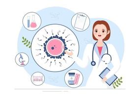 clínica de fertilidad sobre tratamiento de infertilidad para parejas y maneja programas de fertilización in vitro en dibujos animados planos dibujados a mano ilustración de plantillas vector