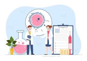 Fertility Clinic on Infertility Treatment for Couples and Handles in Vitro Fertilization Programs in Flat Cartoon Hand Drawn Templates Illustration vector