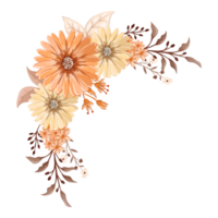 arrangement de fleurs orange avec style aquarelle png