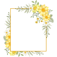 arreglo floral amarillo estilo acuarela png