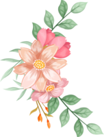 arreglo de flores de naranja con estilo acuarela png