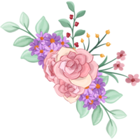 arrangement de fleurs roses avec style aquarelle png