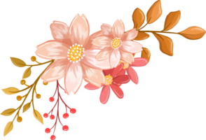 arreglo floral rosa naranja con estilo acuarela png