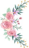 Pink flower arrangement with watercolor style png