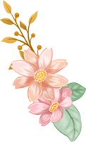 arreglo de flores de naranja con estilo acuarela png