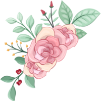 arranjo de flores rosa com estilo aquarela png