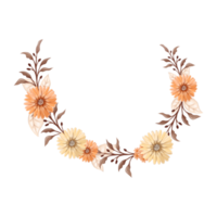 arreglo de flores de naranja con estilo acuarela png