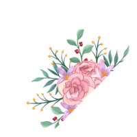 Pink flower arrangement with watercolor style png