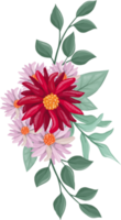 Red Flower Arrangement with watercolor style png