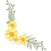 geel bloem arrangement met waterverf stijl png