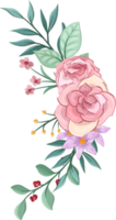 arrangement de fleurs roses avec style aquarelle png