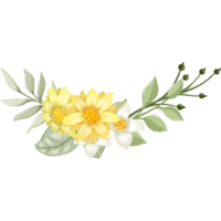 arranjo de flores amarelas com estilo aquarela png