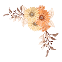 arrangement de fleurs orange avec style aquarelle png