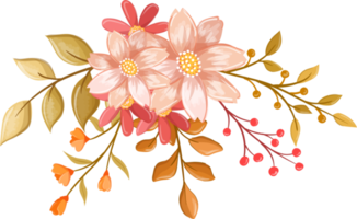 arreglo floral rosa naranja con estilo acuarela png