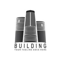 tres rascacielos edificio ciudad imagen gráfico icono logotipo diseño abstracto concepto vector stock. se puede utilizar como un símbolo relacionado con la propiedad o el grupo